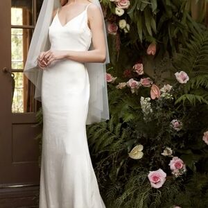 Lulu's forever type of love white stain mermaid silhouette wedding maxi dress